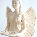 Engel, Keramik weiÃŸ, unglasiert